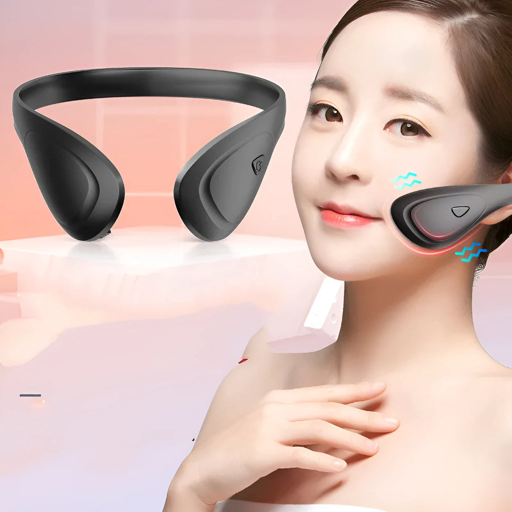 Electric V-shaped face lifting device with EMS technology, head-wearing design, black or white, battery included