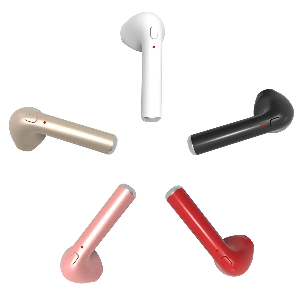 Wireless mini Bluetooth headset, 25mm diameter, 15mm driver, active noise cancelling, black red gold rose gold white