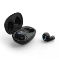 M18 true wireless in-ear headset in black or white colour with compact charging case.