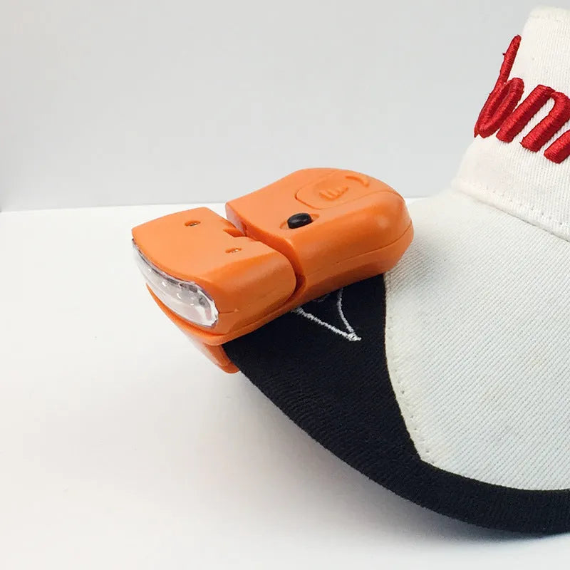 ABS plastic cap lamp with 5LED brim clip in black, 5x4.5cm, used for outdoor camping and hiking