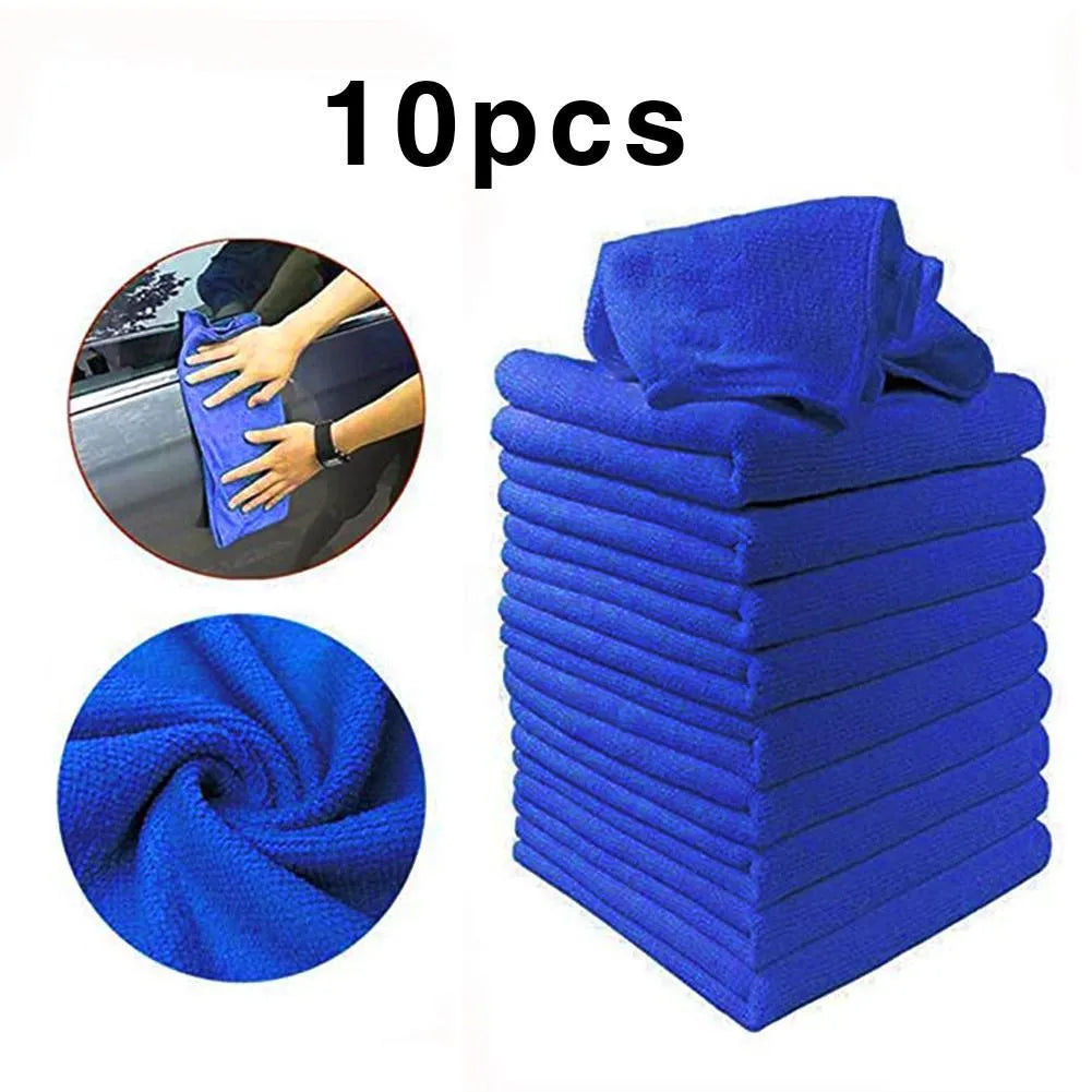 Blue microfiber car cleaning towel 30x60cm on surface for washing waxing polishing
