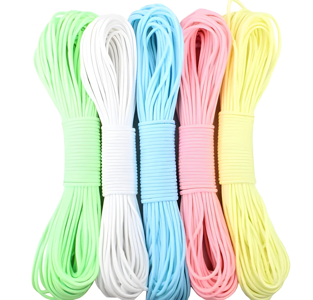 Glow in the dark 9-core paracord rope 25ft 5mm diameter with 550lb breaking strength