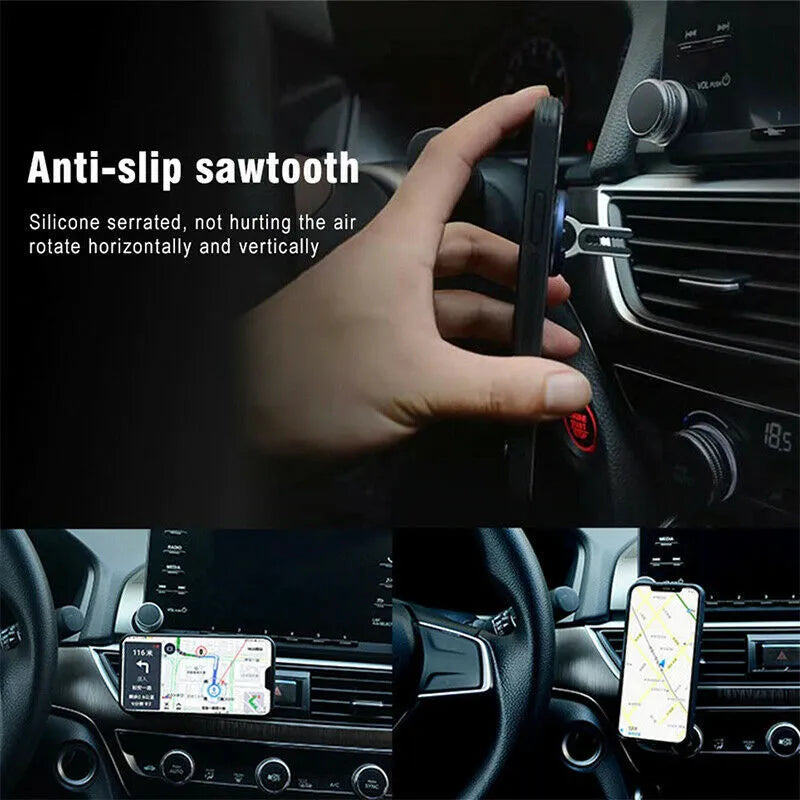 Universal multipurpose mobile phone holder car air vent grip mount stand with 360 rotation zinc alloy and silicone clip in black