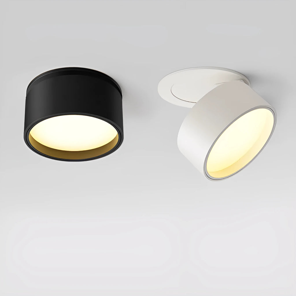 Recessed LED ceiling light in aluminium with warm light, black or white finish, 6W to 10W, IP20