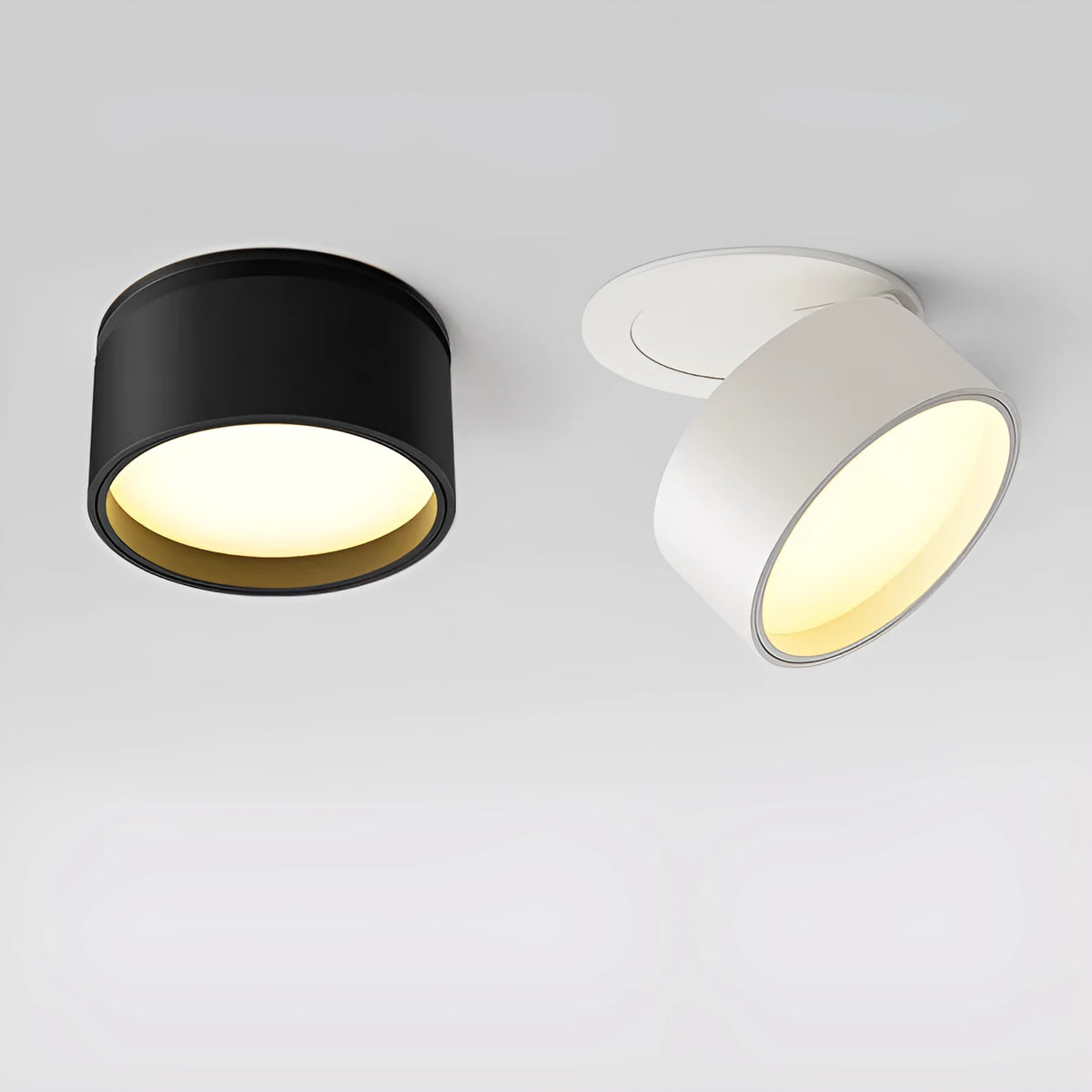 Recessed LED ceiling light in aluminium with warm light, black or white finish, 6W to 10W, IP20