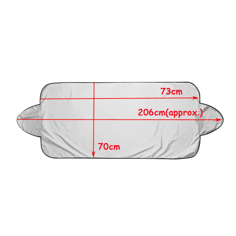 Car windscreen cover aluminium film 206 x 70cm silver and black reversible with suction cups