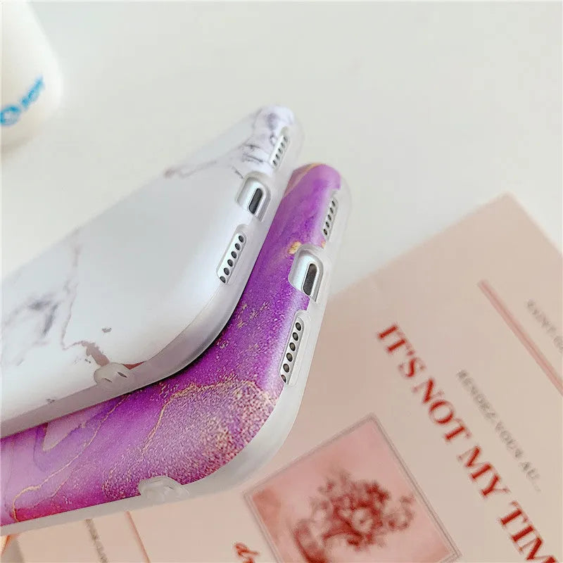 Marble TPU back cover phone case for iPhone 11 Pro Max in blue powder