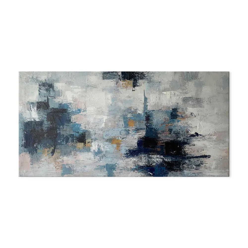 Handmade abstract oil painting on canvas, unframed horizontal one-panel Nordic-style wall art for home rooms