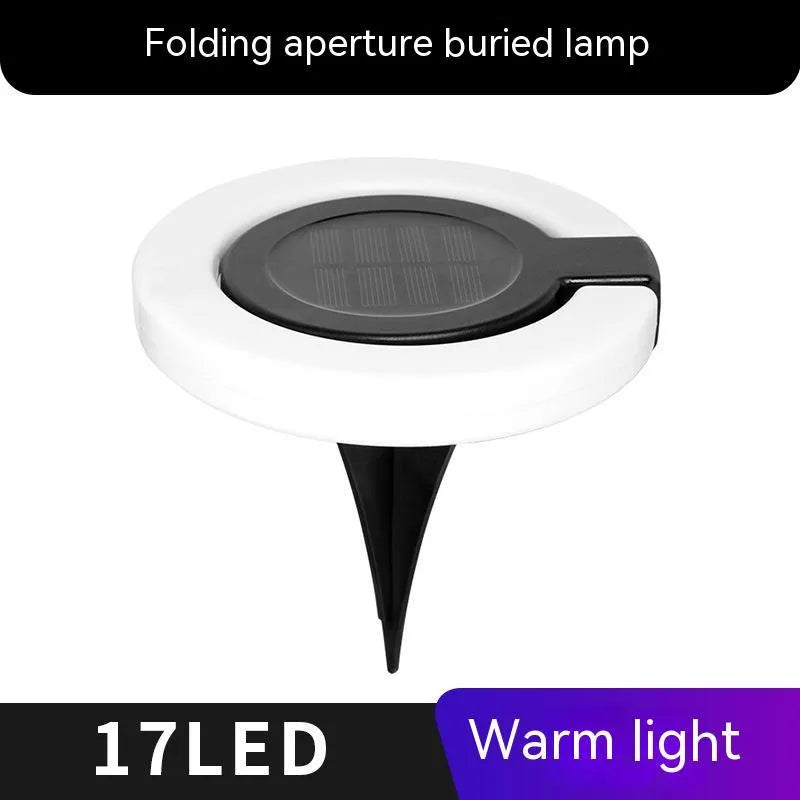 Outdoor solar underground light with waterproof construction and folding aperture design