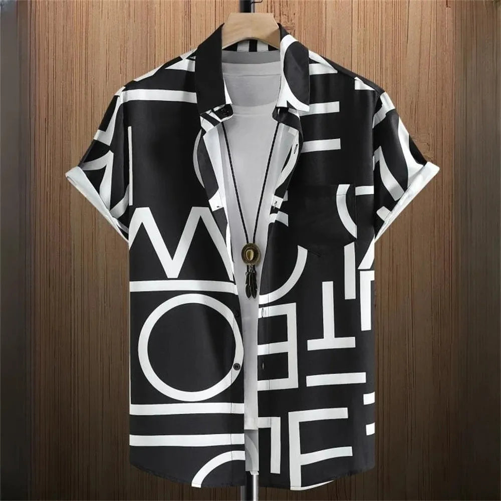 Men's camouflage pattern cardigan shirt with 3D digital printing and loose fit design