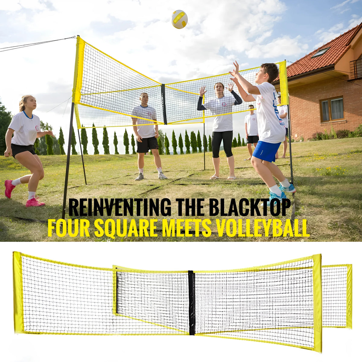 Black PE volleyball net, 100x30cm or 150x50cm, with 2mm or 4mm rope and canvas hemming