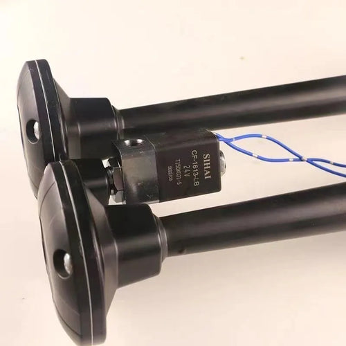 Black dual trumpet 12V 24V 300DB super loud air horn kit with compressor for vehicles