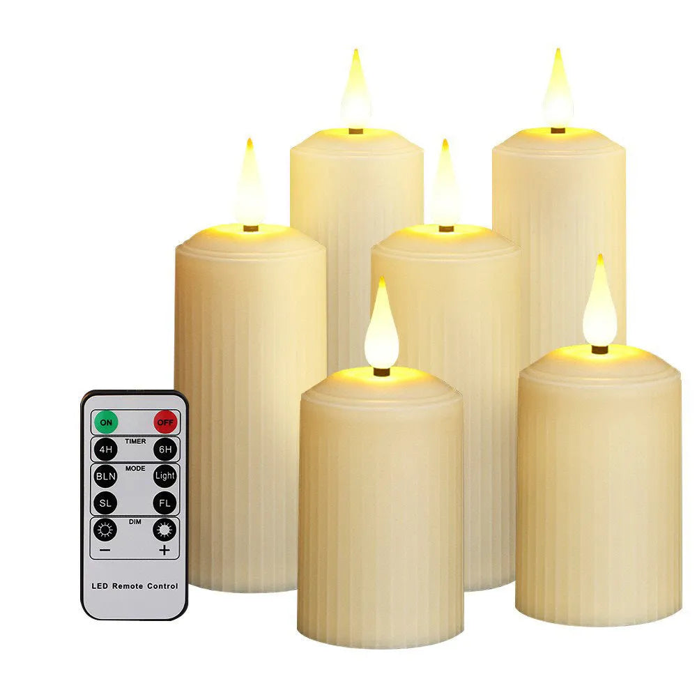 Beige ABS electronic candle lamp set with water droplet head, three USB rechargeable candles and remote control