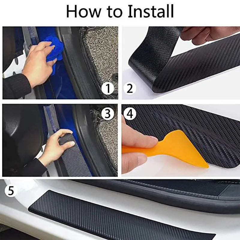 Roll of matte black 3D carbon fibre adhesive film for protecting car door sills
