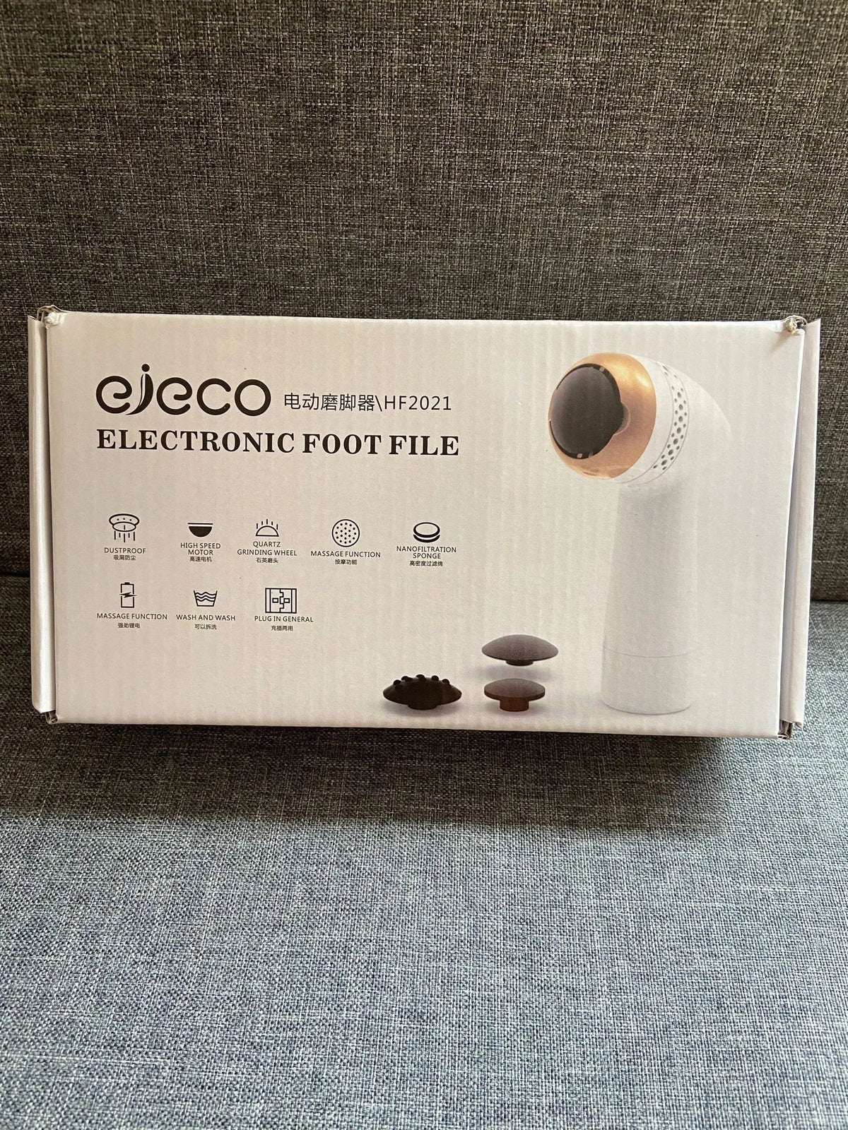 Electric vacuum foot grinder with quartz grinding heads in gold, rose gold, silver and white colour options