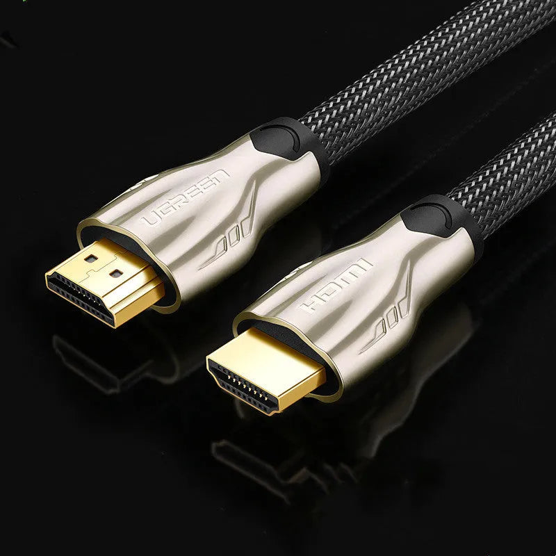 A black HDMI cable with gold-plated connectors, shown with length options from 0.5 metres to 5 metres.