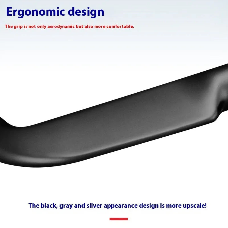 Carbon fibre road bicycle handlebar with double line graphics in black or red, showing 400mm, 420mm, 440mm width options.