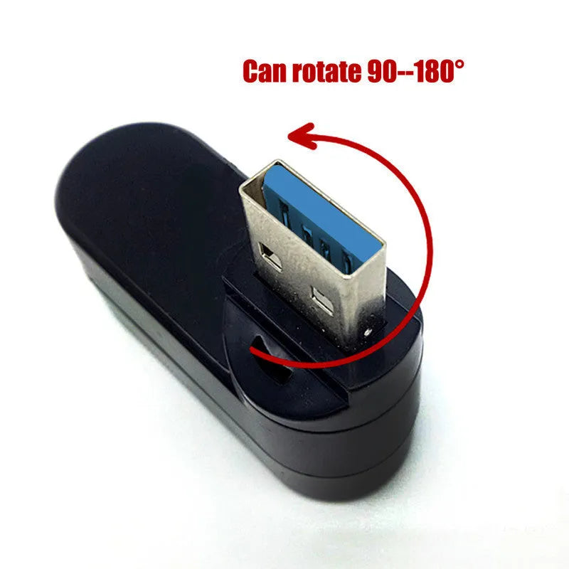 Black or white USB 3.0 rotary hub with four ports measuring 15.5cm