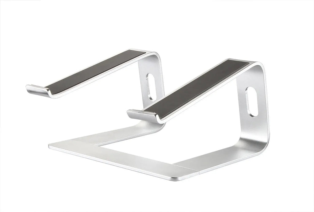 Aluminium alloy notebook stand and desktop computer cooling bracket, 14.5 x 22.5 x 26 cm, in black, grey, rose gold, or silver grey.