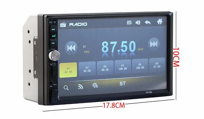 7 inch black car reversing display with LCD touch screen, Bluetooth, Mirror Link, and video input