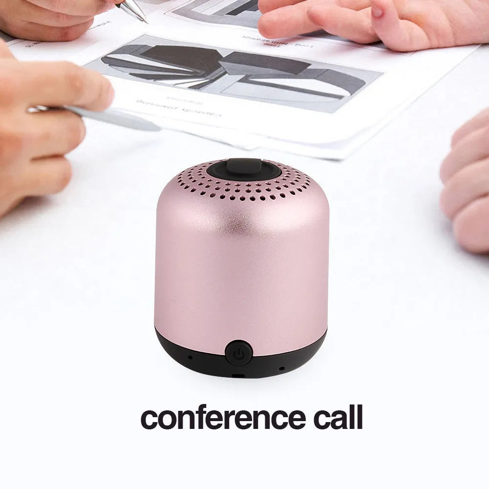 Compact cylindrical Hieha XQ11 portable Bluetooth speaker in metal casing showing colour options.