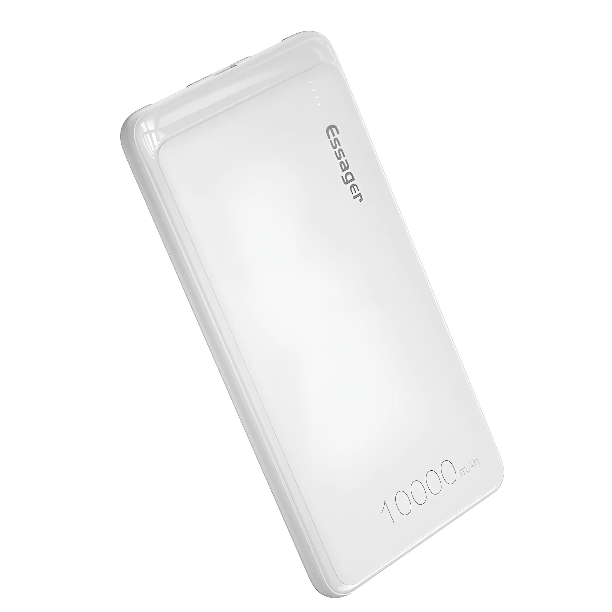 Essager Small Jane 10000mAh portable power bank in black or white showing dual USB ports and LED indicators