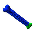 Blue silicone dog toothbrush for pet teeth cleaning measuring 25 x 5 x 4 cm