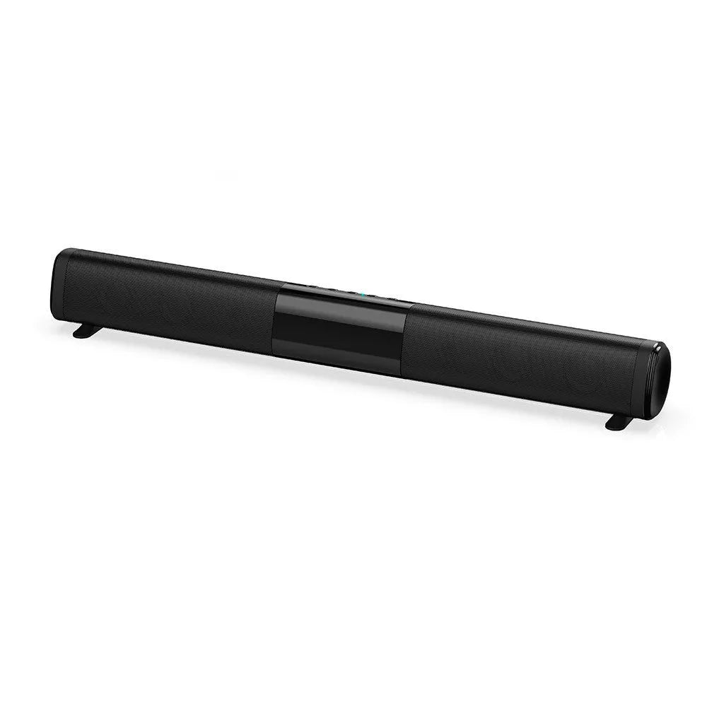 Black high-power Bluetooth soundbar speaker with compact rectangular design.