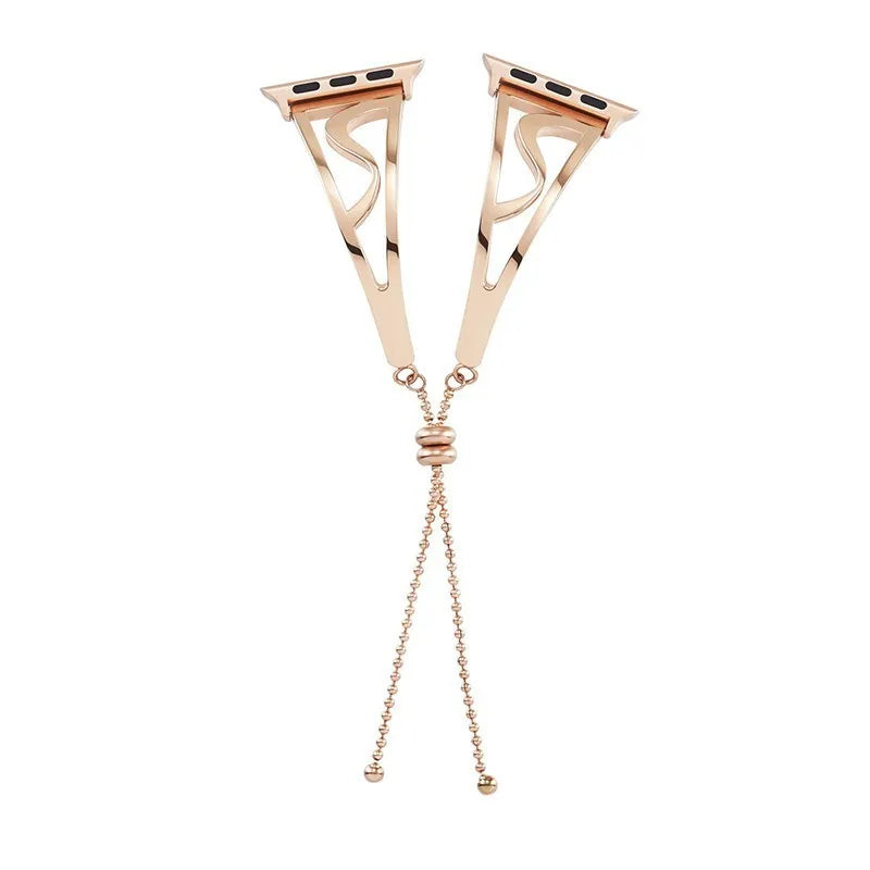 Stainless steel hollow watch strap for Apple Watch Series 4 3 2 1, adjustable, in black gold rose gold or silver