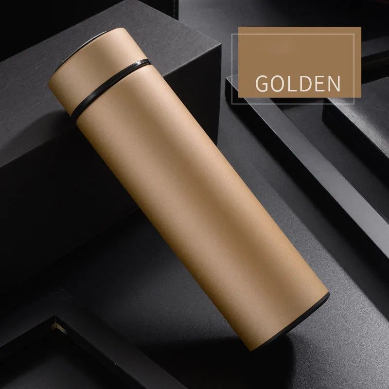 450ml stainless steel vacuum insulated water bottle with copper layer, shown in blue colour.