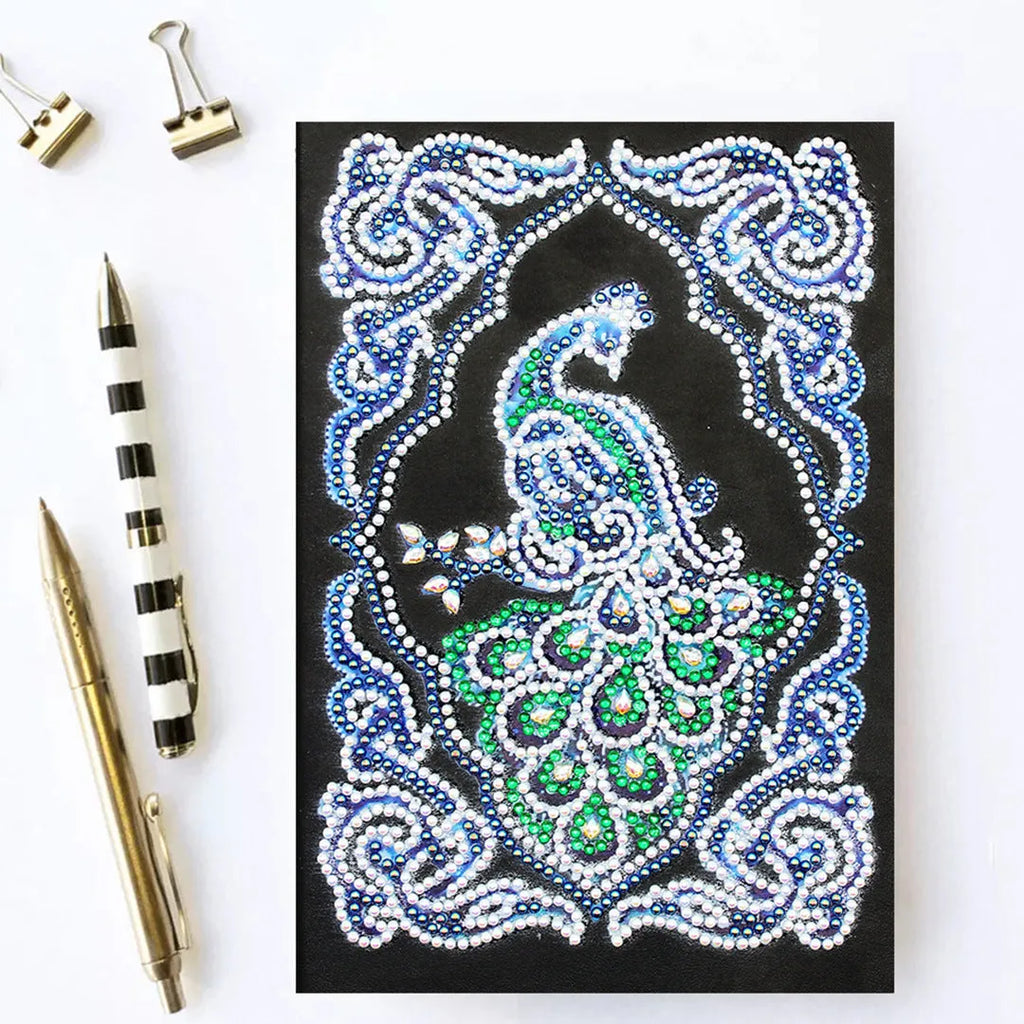 Black A5 diamond painting notebook measuring 142x207mm with shaped and bright drill compatibility