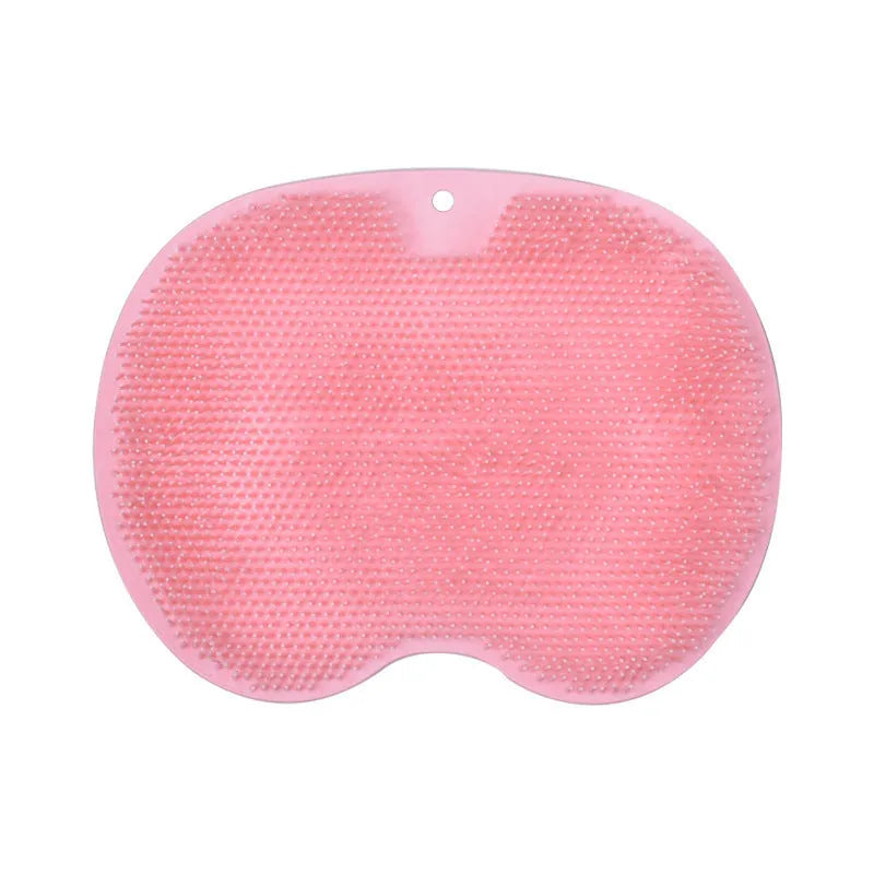 Orange non-slip TPR bath mat with silicone bristles for foot massage and cleaning.