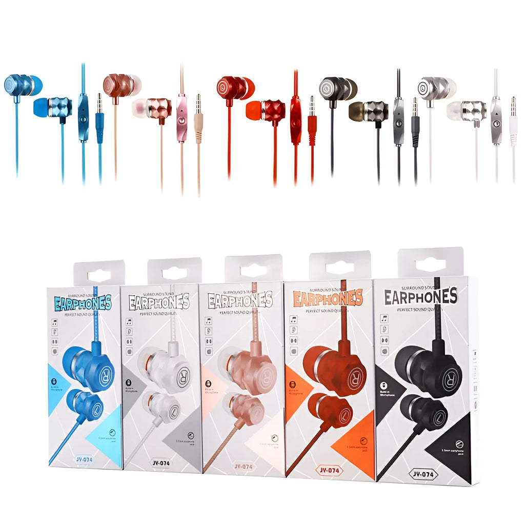Wired in-ear headset with microphone, 3.5mm in-line plug, 1.8m cable, black blue pink red white