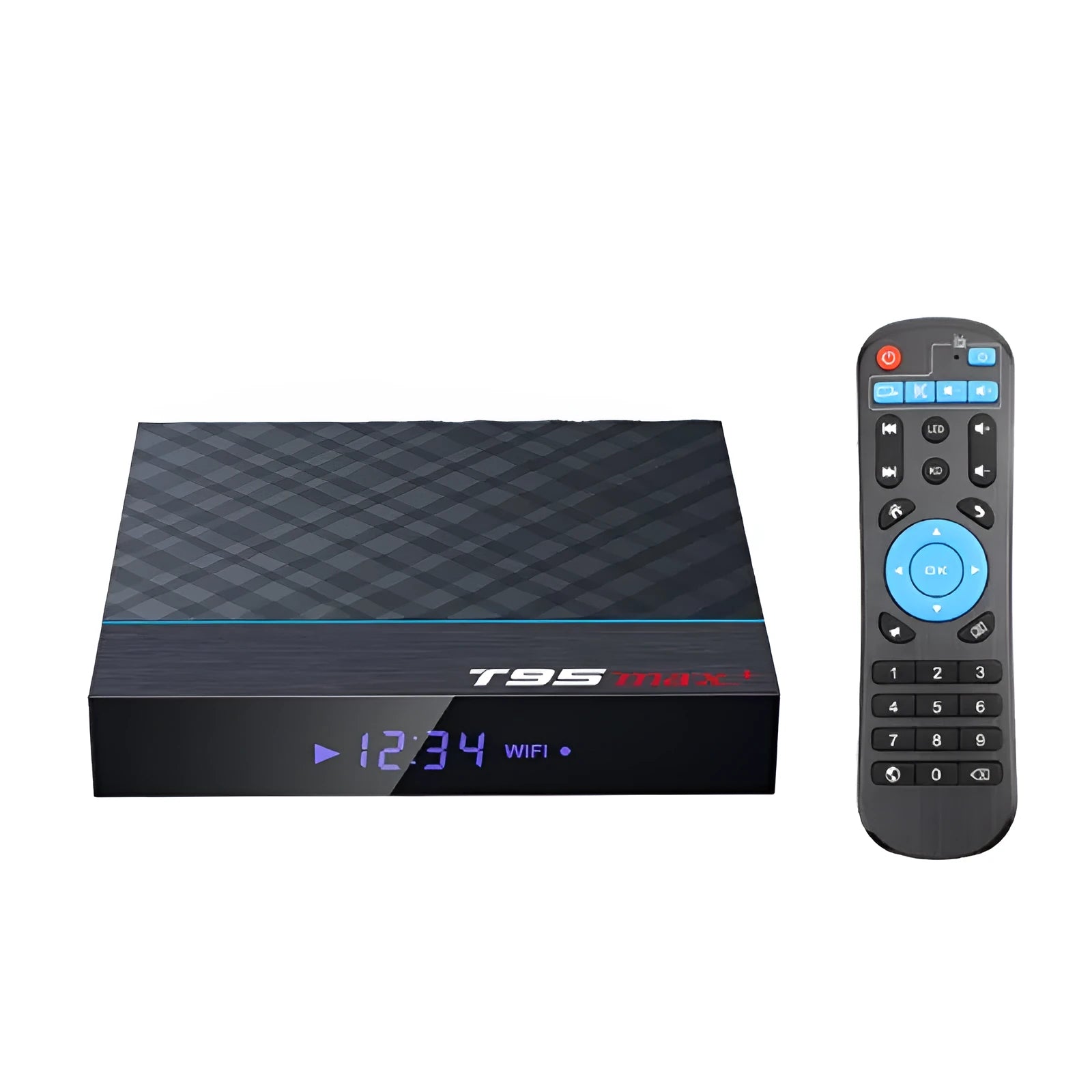 Black T95 Max Plus Android Smart TV Box with choice of 32GB or 64GB storage