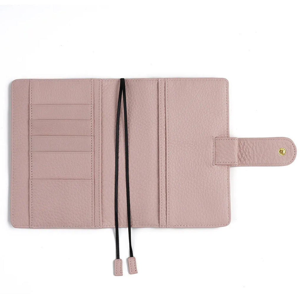 A6 loose-leaf cowhide diary with lychee pattern cover, 12 x 16.5cm, in off white, pink, or white.