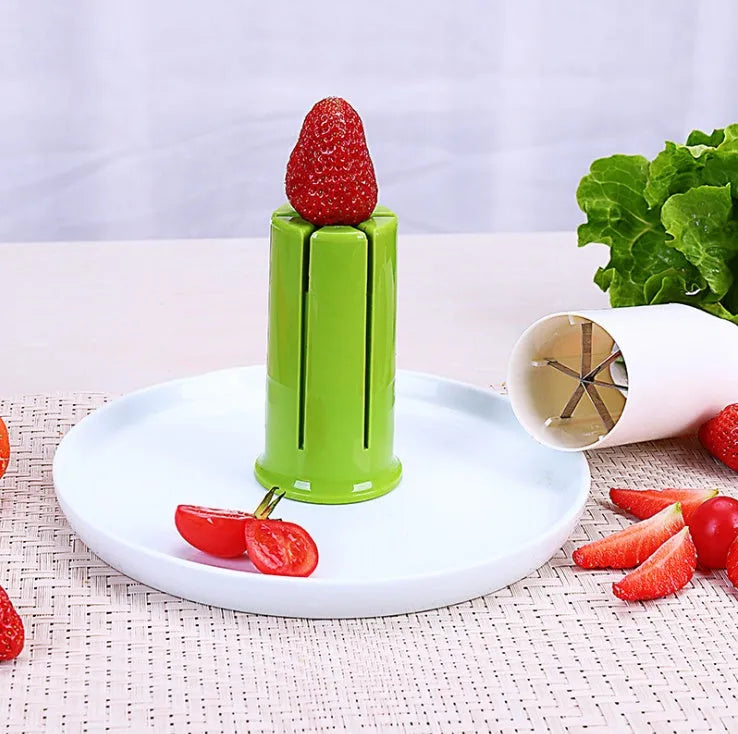White cucumber slicer tool with 6 stainless steel blades and compact 104x107mm design