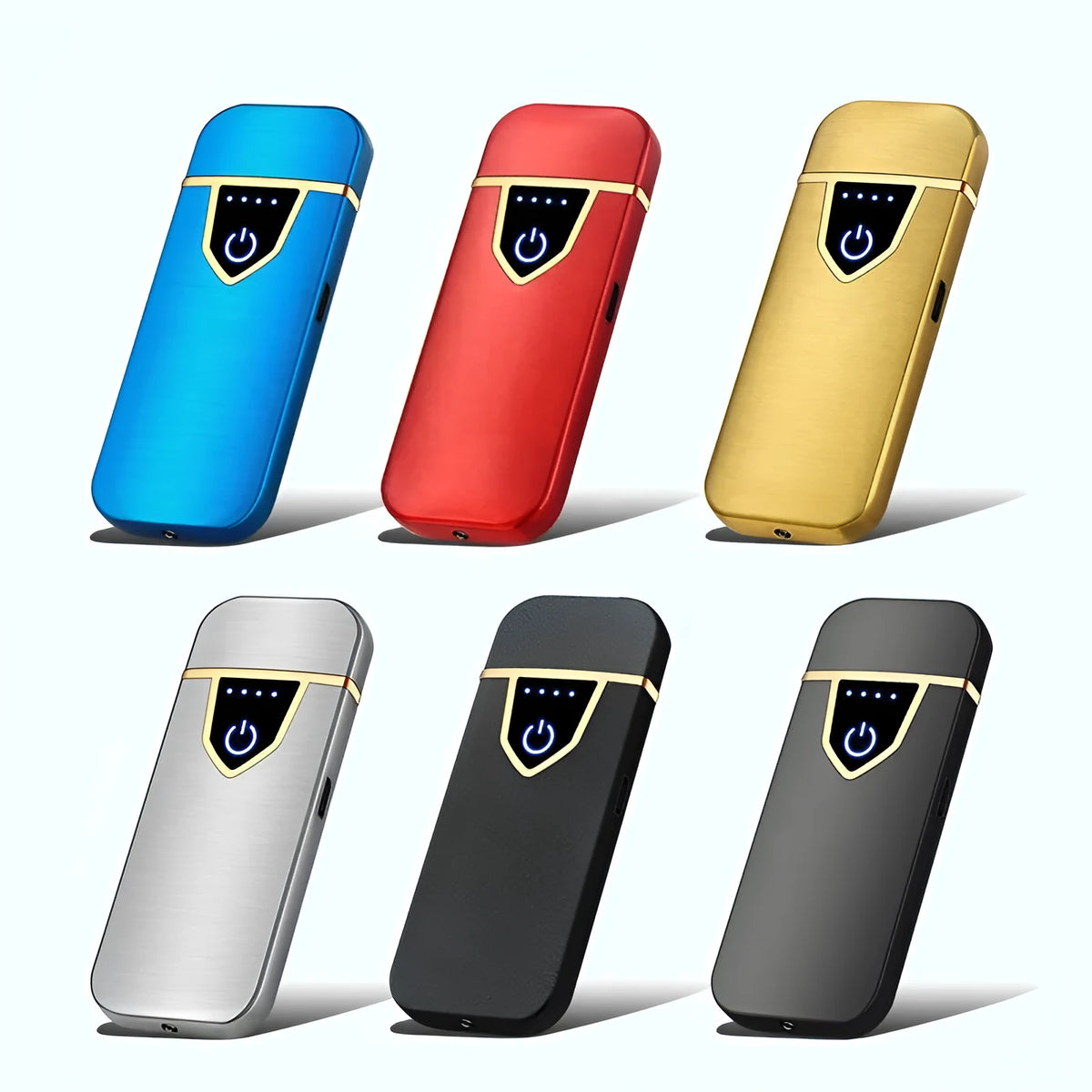 Personalized fingerprint induction USB rechargeable cigarette lighter in black with zinc alloy details