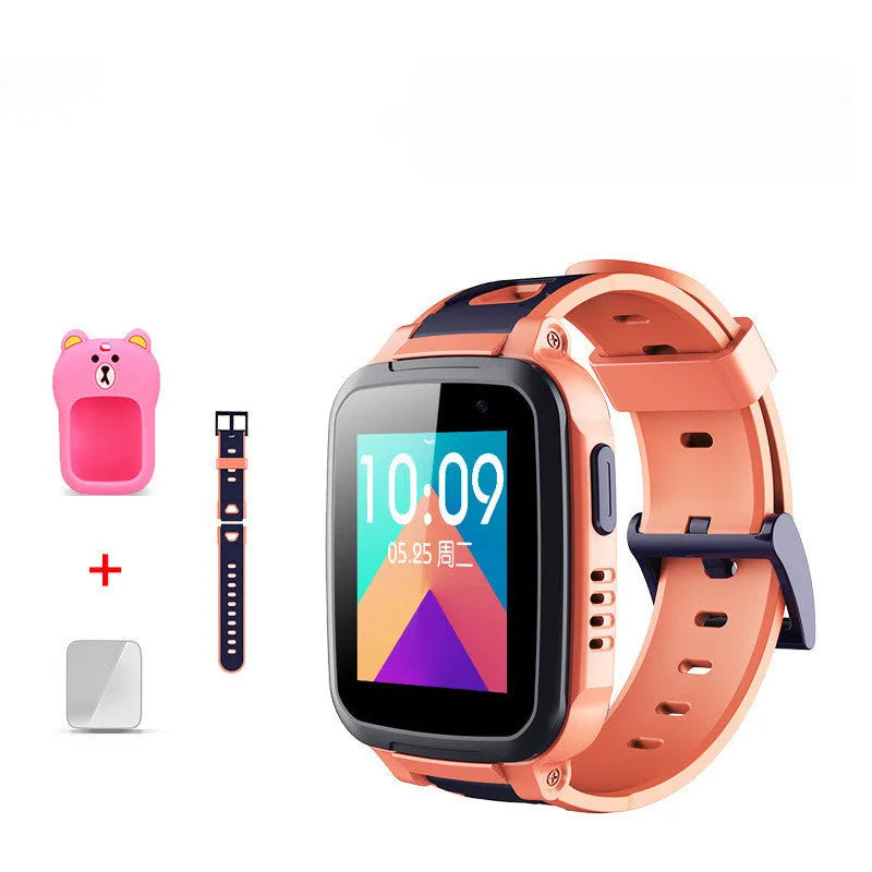 360 SE5 blue children's smartwatch with stainless steel band on a wrist