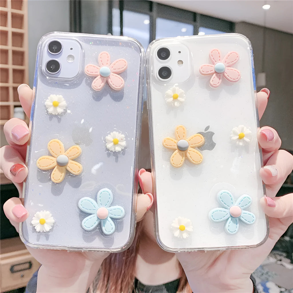 Soft rubber iPhone case with New Year flowers and heart pattern design