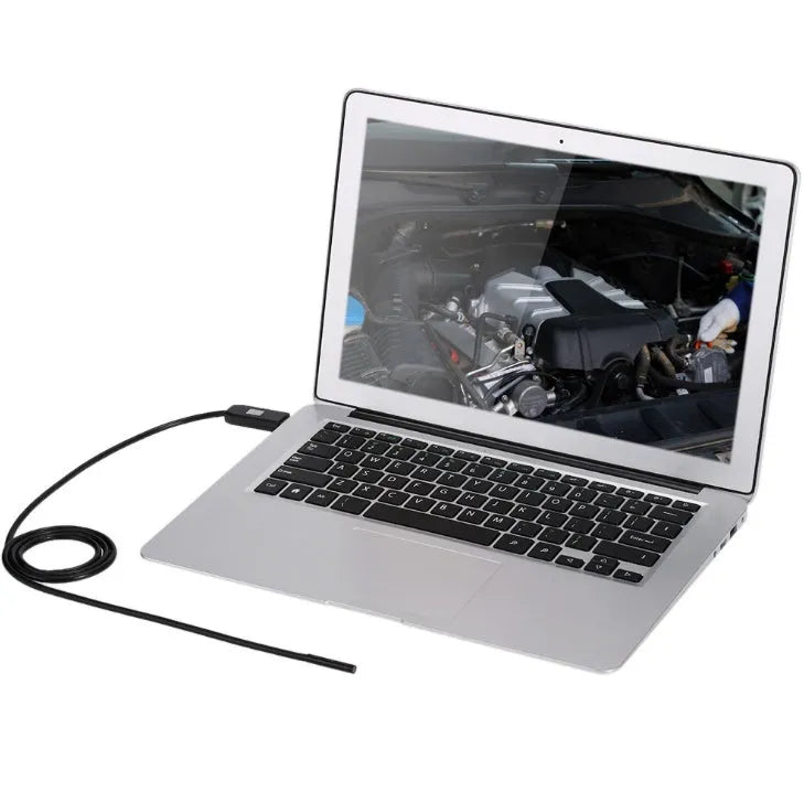 OWSOO USB endoscope camera with 5m cable, adjustable LEDs, hook, magnet, and side mirror attachments