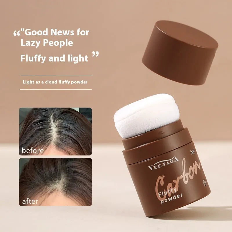 Veejaga mattifying hairline and facial oil control powder in transparent, brown and dark brown shades.