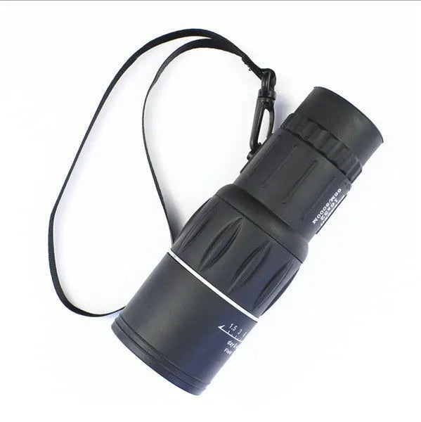 Black 16x52 high-power monocular with up and down double-tuning focus and waterproof casing.