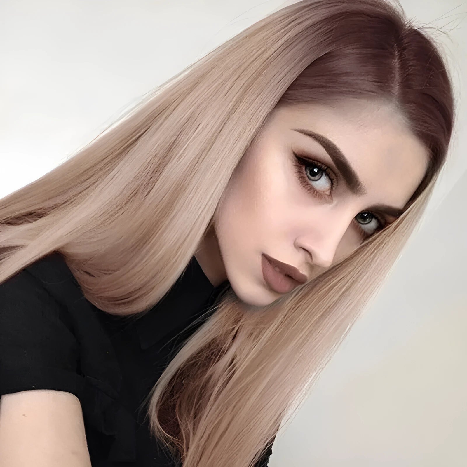 European American ladies long straight hair wig 26 inch 65cm high temperature wire hairline mid-point bangs as shown colour