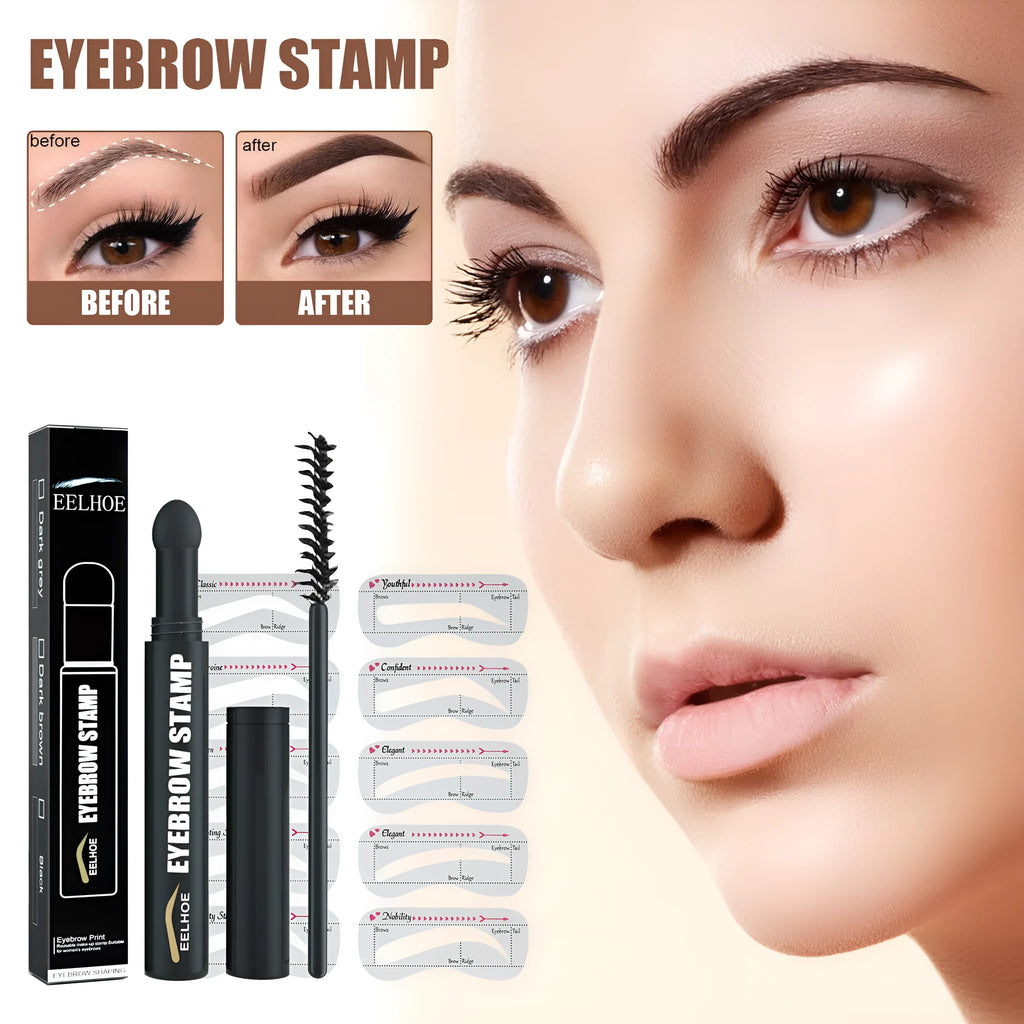 Eyebrow printing pen set with stencil, pencil and brush in Black, Dark Brown and Dark Gray, 3g