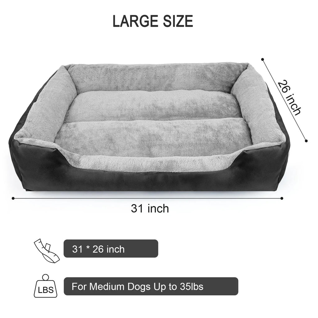 Black cloth dog nest bed for medium to large dogs with raised edges, 110 cm 2XL size