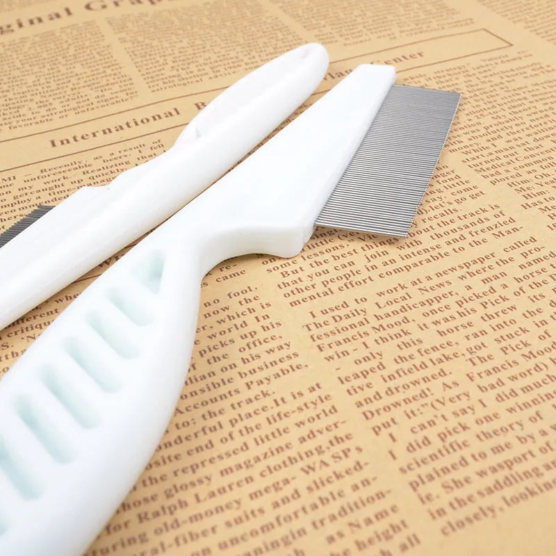 Flea comb for dogs and cats with handle, small 14cm or large 18cm, white blue black red