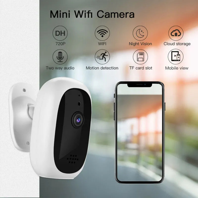 White wireless security network camera with GC1034/2033 sensor, TF card slot and cloud storage