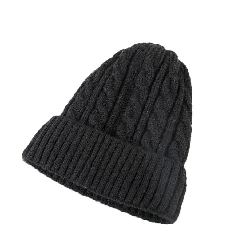 Winter women fleece knitted wool beanie bell hat in velvet colours, one size, no brim