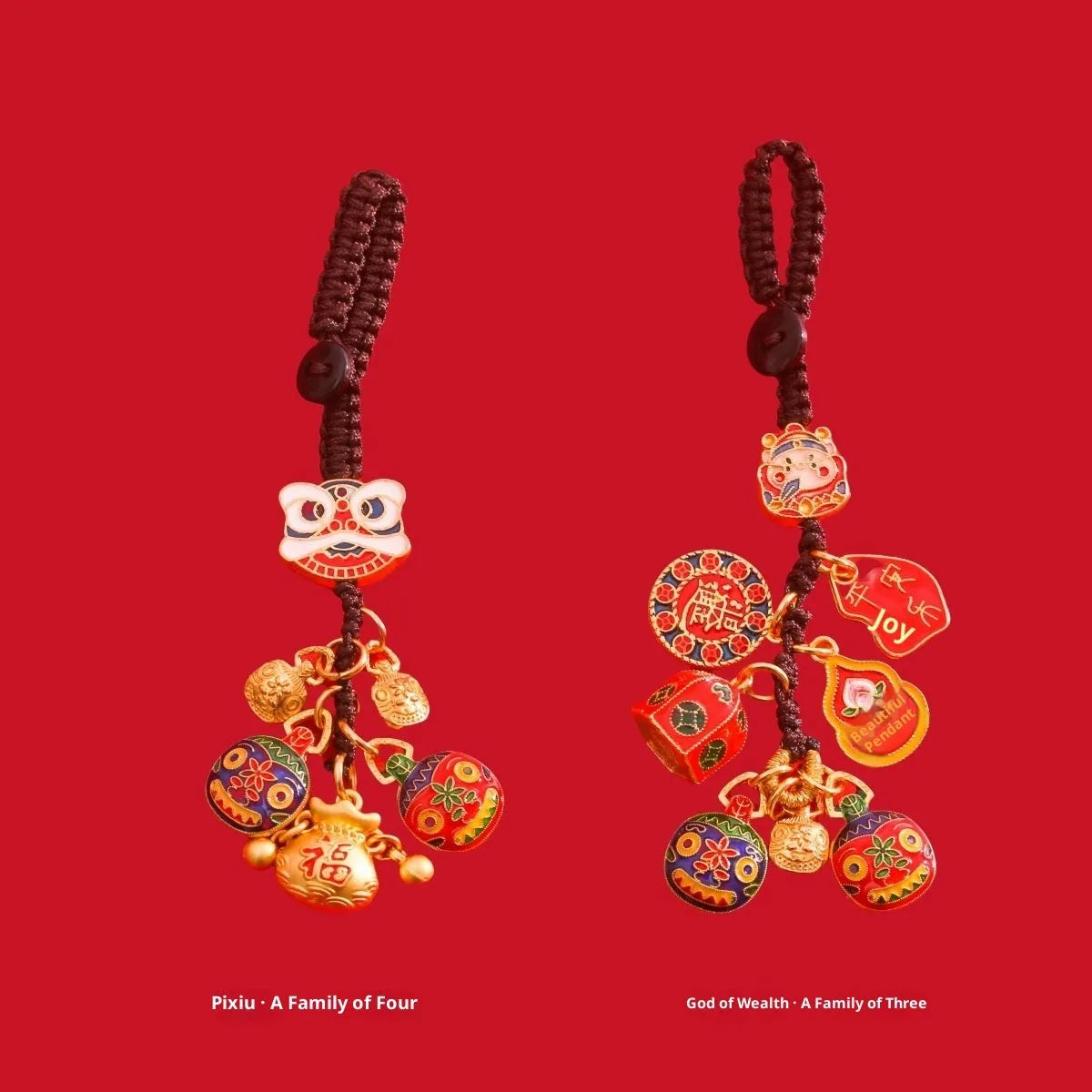 Vintage sand gold metal Pixiu keychain with God of Wealth coin charm for car keys and phone straps