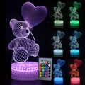 3D cute bear creative night light with colourful acrylic shade and LED source, shown as a shaped night light for home or hotel use.